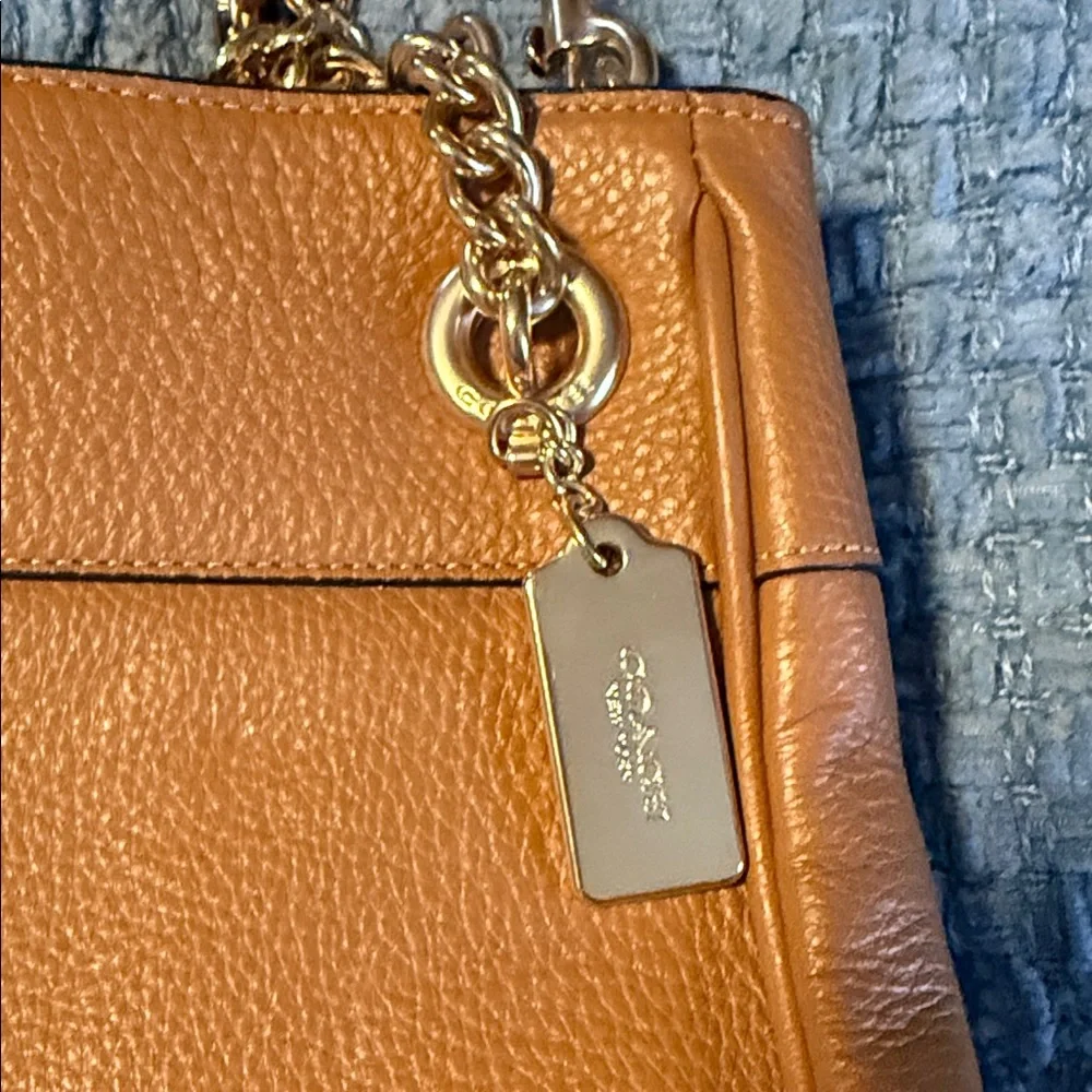 Coach Pebbled Leather Shoulder Bag in Tan - Picture 4 of 11